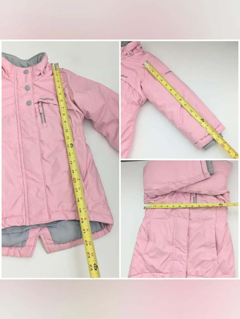OshKosh B'gosh Girls' (4T) Pink Puffer Jacket/Coat w/ Faux Fur Removable Hood